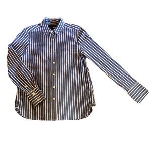 EUC J Crew Blue and White Striped Blouse 00